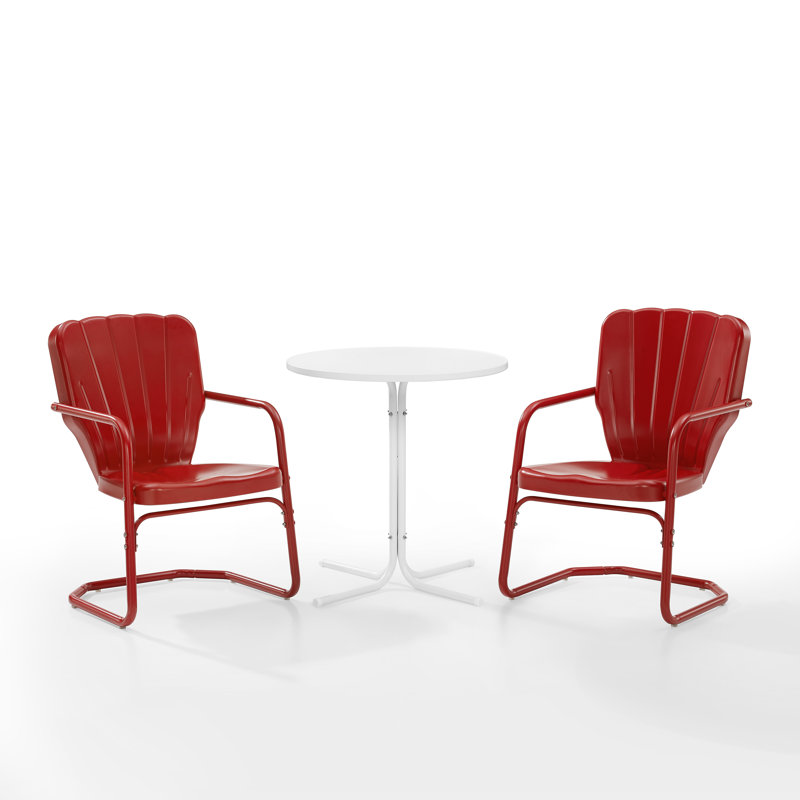 Landyn 2 - Person Patio Dining Set with Round Table, Red