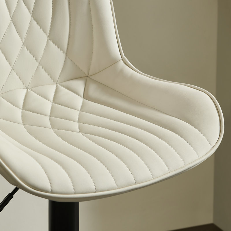 Ensemble de 2 tabourets de bar réglables contemporains avec sièges pivotants en similicuir Roundhill Furniture, ivoire