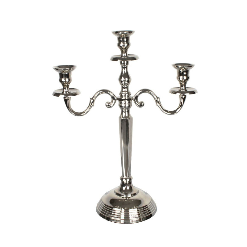 Metal No Candelabra, Nickel, 40cm H x 32cm W x 14cm D
