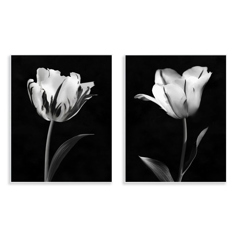 Ensemble de 2 plaques murales contrastantes à fleurs modernes, design par CAD Designs