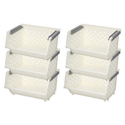 Panier de rangement empilable en plastique Rebrilliant