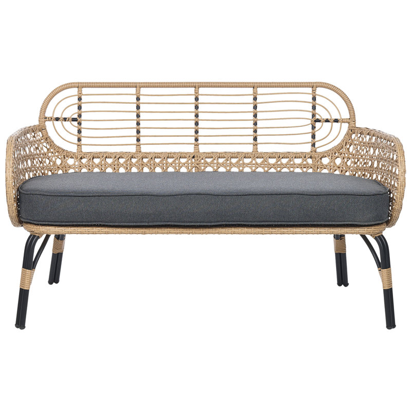 Aareona 122cm Wide Wicker Patio Sofa with Cushions