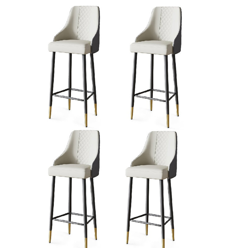 Set Of 4 Modern Counter Stools With Pu Leather Upholstery