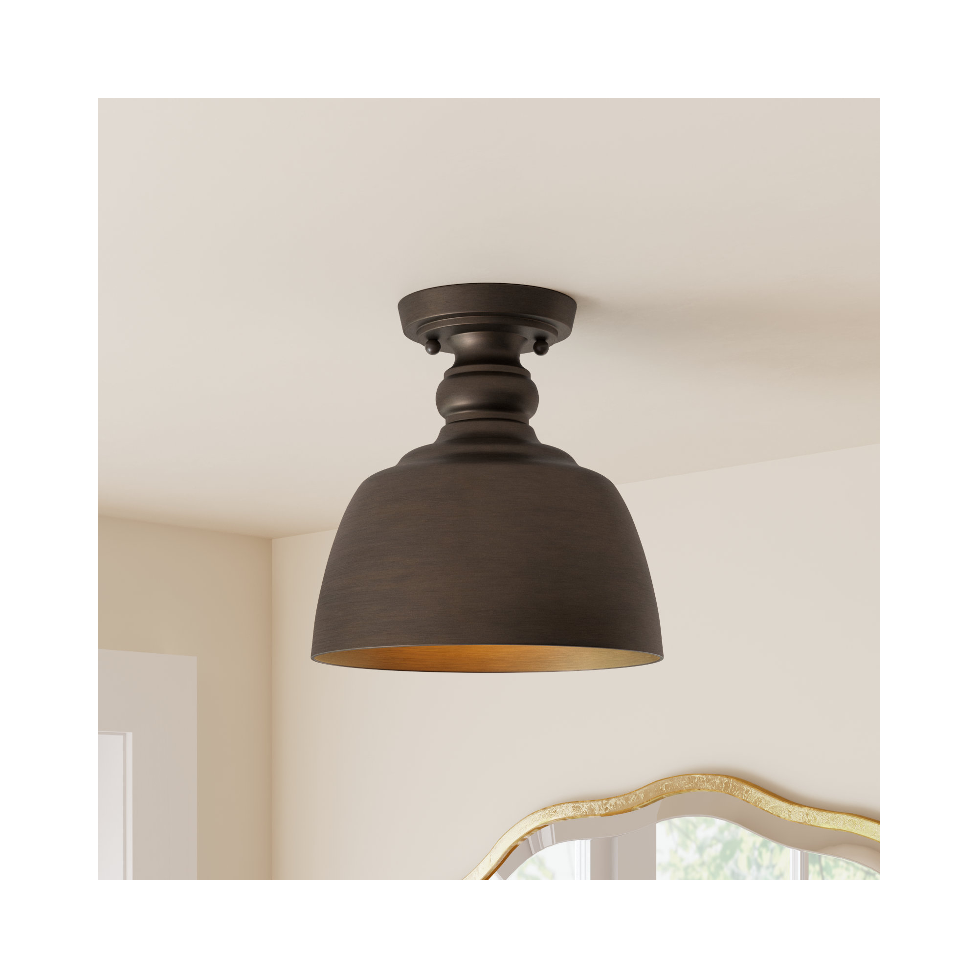 Holmes Single Light Flush Mount, Rubbed Bronze