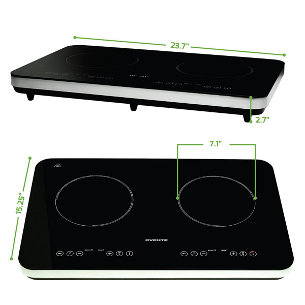 Ovente Countertop Burner Infrared Ceramic Glass Double Plate Cooktop