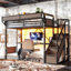 Lit mezzanine en métal avec bureau intégré ApexLoft-133602321-133602324
