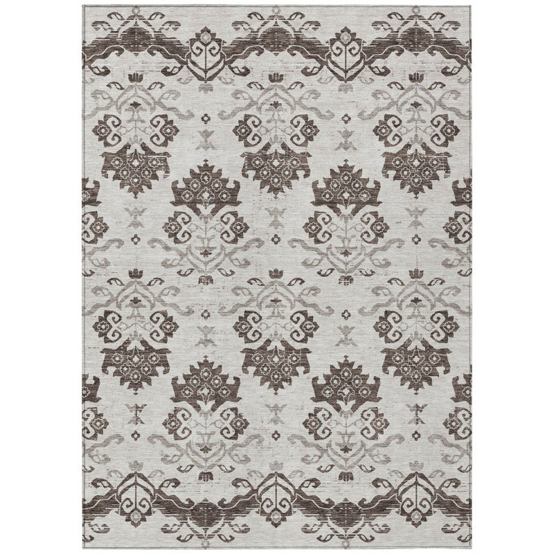 Tapis d'intérieur lavable taupe et oriental 9 'X 12'
