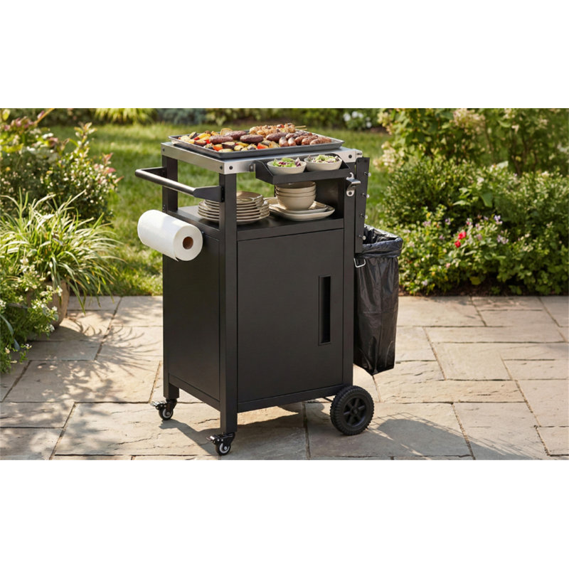 33.9" Outdoor Grill Cart With Drop Leaf