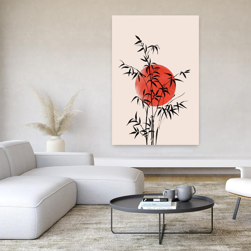 Art contemporain contemporain audacieux en bambou, H 60 po x l 40 po