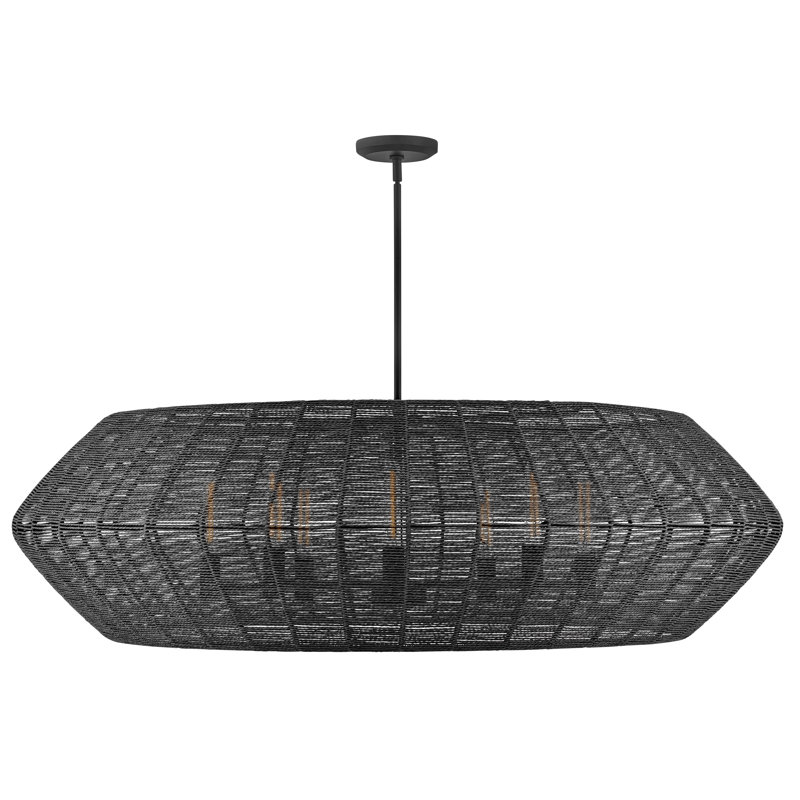 Luca Eight-Light Woven Drum Chandelier by Lisa McDennon, Black
