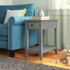 Bhairavi Transitional Wooden 23"H Rectangular End Table with Storage