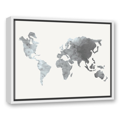 " Gray World Map " Painting Print