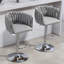 Ensemble de 2 tabourets de bar pivotants à 360 ° avec housse en tissu, chaises de bar réglables à hauteur de comptoir avec dossier tissé et repose-pieds, tabourets de bar chromés argentés pour îlot de cuisine, café, pub (gris)-129519485