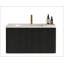 Meuble-lavabo flottant rayé en chêne brossé 30 po avec lavabo en céramique blanche, meuble-lavabo pour salle de bain moderne, lavabo une pièce sans drain