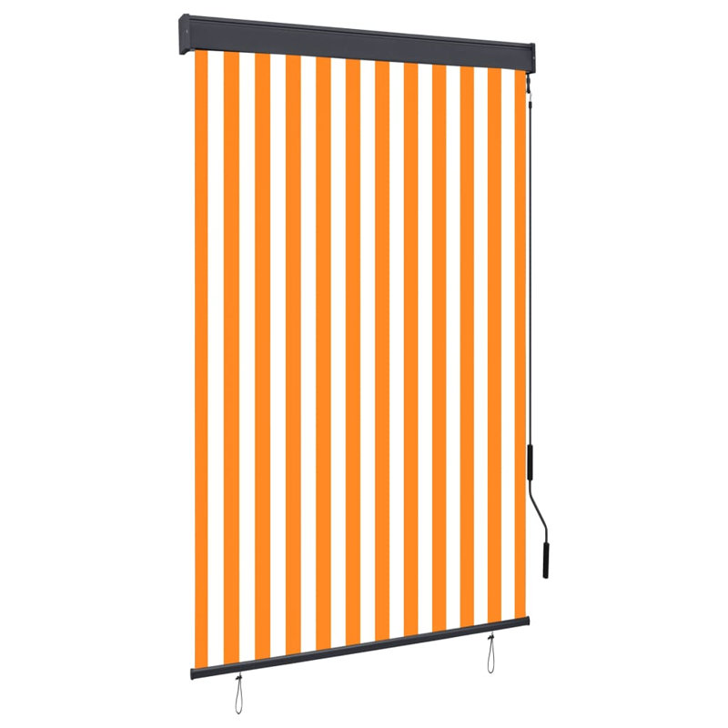 Outdoor Room Darkening Roll-Up Blind, White/Orange, 250 cm L x 120 cm W
