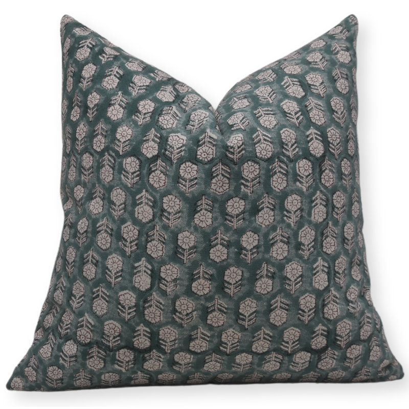 Housse de coussin à motif floral en coton imprimé Fab Fabine Boho - Tulsi Buti, H 16 po x l 16 po