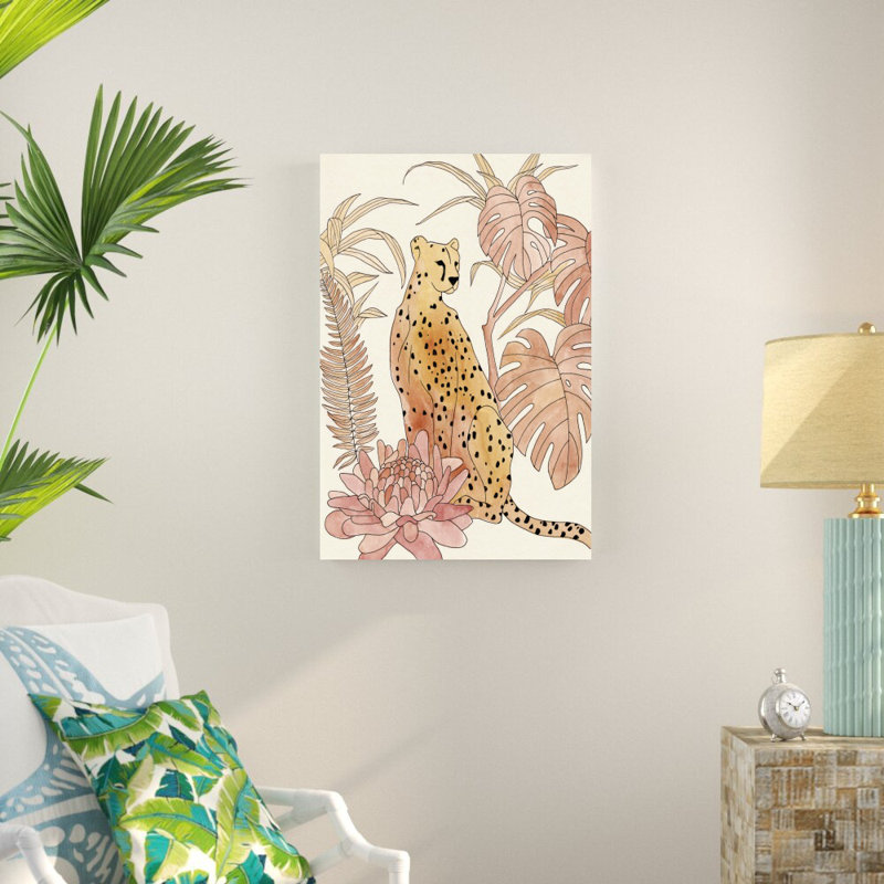 Reproduction d’art sur toile tendue « blush Cheetah III » par Annie Warren, H 36 po x l 24 po