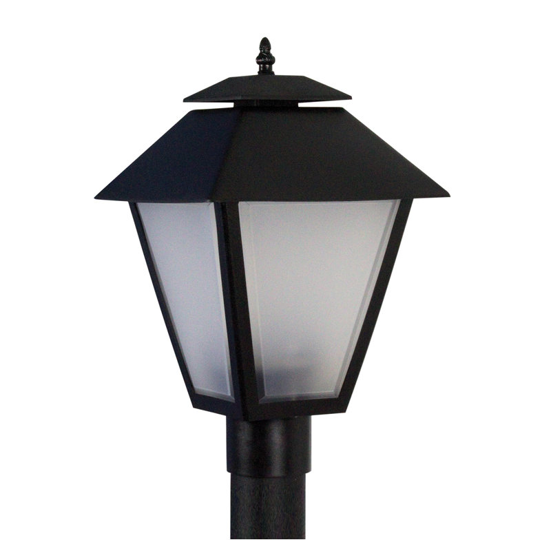 Colonial Post Top Fixture with Frosted Beveled Lens 4000K, Black