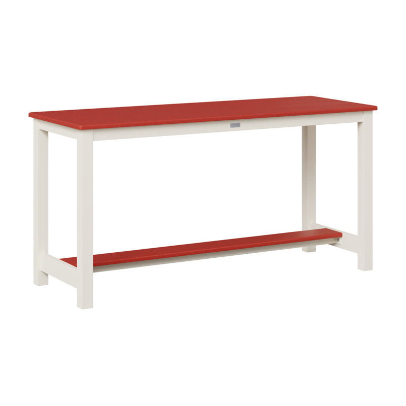 Balcony Outdoor Table, Matte White, 30.75" H x 60" W x 22" D, Scarlet Red