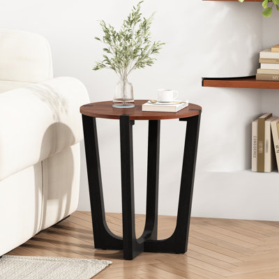 Side Table In Brown & Black, 22.20 - Inch Part, 26.2 High, For Books And Decorations, Indoor Outdoor Applicability Ratio, Effortless Assembly Strategy Solid Wood Table, 22.20-Inch Tabletop, 26.2-Inch
