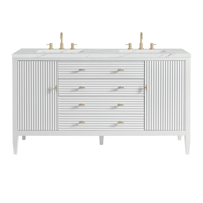 Myrrin 60'' W Double Vanity, Bright White, Ethereal Noctis, 8" Widespread