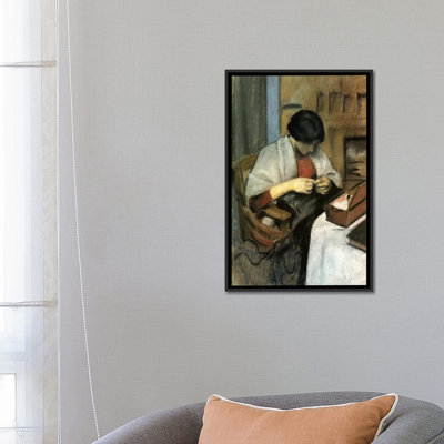 «Elisabeth Gerhardt Sewing» par August Macke, reproduction d'art sur toile