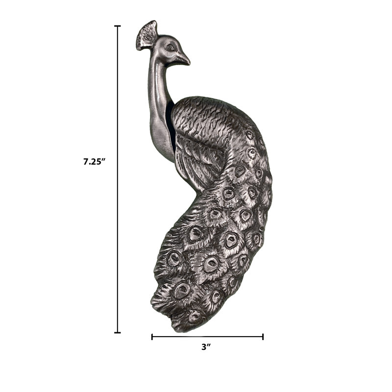 Heurtoir de porte paon, Étain antique