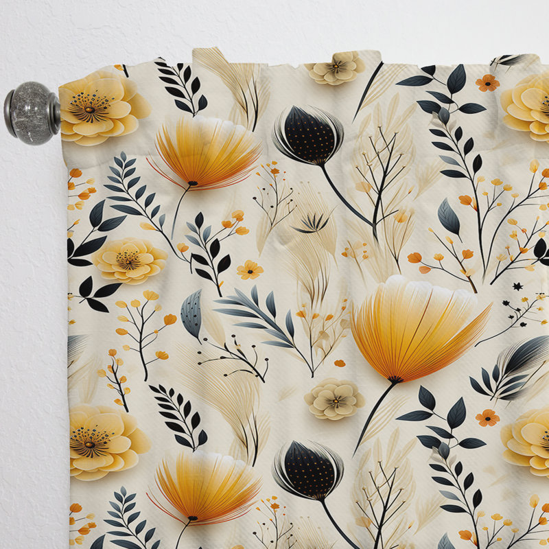 Beige et fleur d'oranger - Rideau Boho - Rideau abstrait obscurcissant - 1 panneau, L 52 po x L 120 po