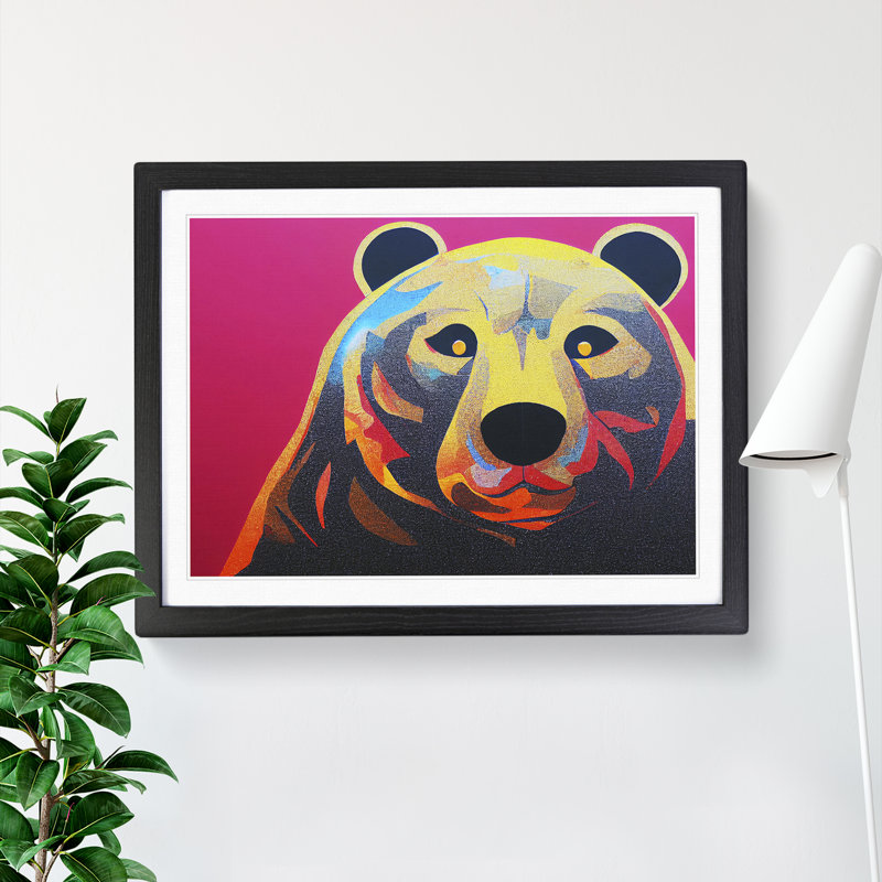 Blissful Bear - Framed Print, Black, 25cm H x 34cm W x 2cm D