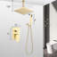 Brushed Gold Ceiling Mounted Shower Kit - 16" Head And Handheld Natural Rainfall Simulation Explore Self-Cleaning Nozzle American Standard Bathroom Part Singularity Article-127377186