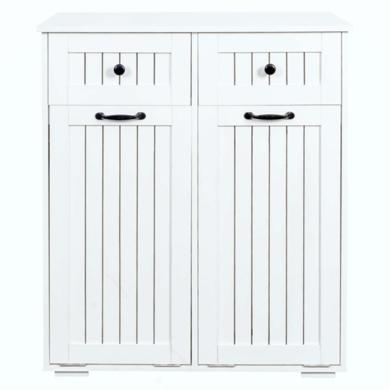 Armoire à linge avec 2 paniers à linge amovibles et 2 tiroirs