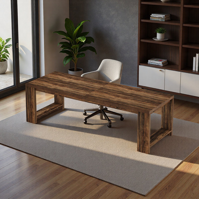 Bureau de travail, bureau de jeu pour deux personnes, bureau d'ordinateur, table de conférence, Marron foncé