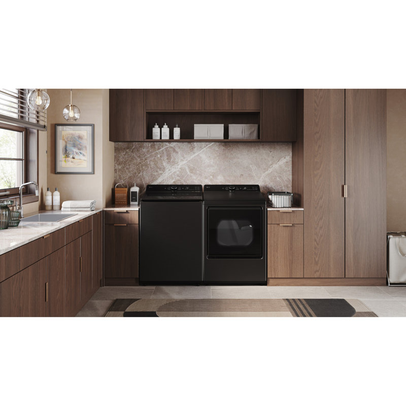 LG 7.3 Cu. Ft. Ultra Large Capacity Rear Control Electric Dryer With Ai Sensing And Thinq Smart Features, Black