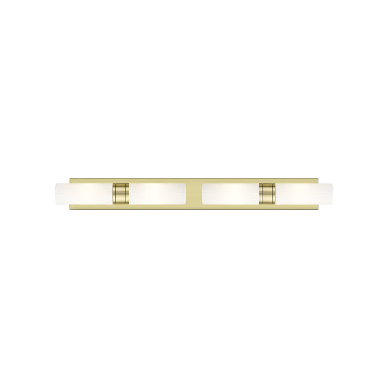 Éclairage pour meuble-lavabo 4 lumières 39 po Ballston - Maliyah - Laiton antique - Abat-jour blanc rayé, Blanc rayé