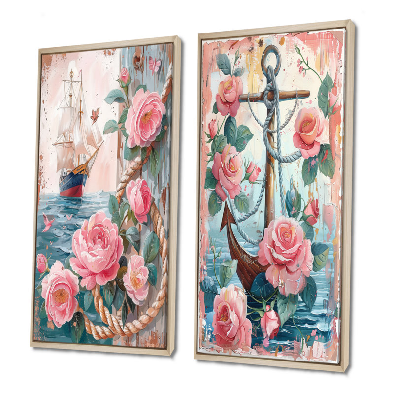 Ensemble de 2 pièces d'art mural "Coastal", Érable, H 28 po x l 24 po, Impression encadrée