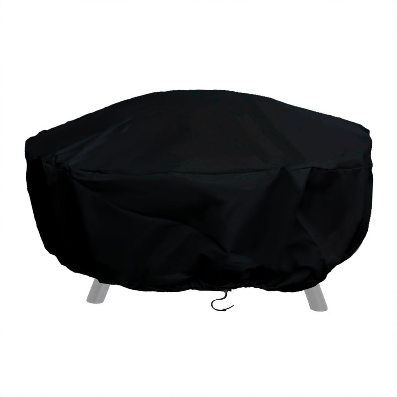 Claire Black Solid Fire Pit Cover with Drawstring Closure - 60", Round 60", Black