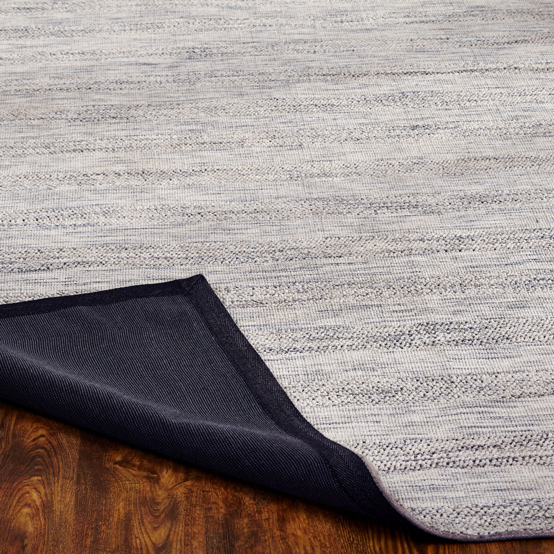 Recker Striped Area Rug in Gray/Beige, Rectangle 5'6" x 8'6"