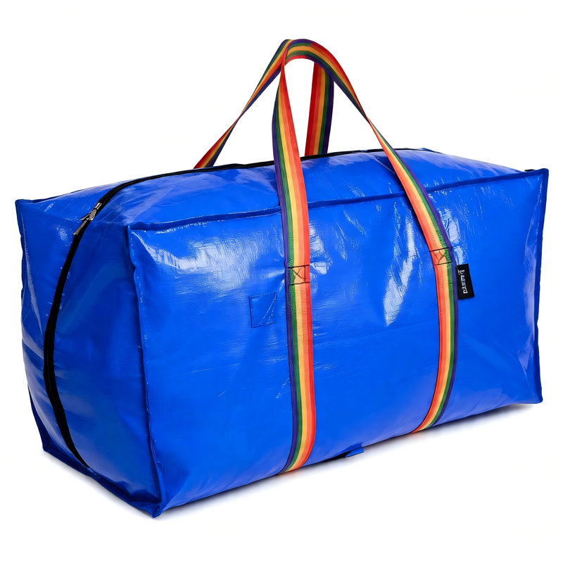 Heavy-Duty Fabric Storage Bag With Zipper & Reinforced Handles, Waterproof Reusable Packing Bag, 3 Ways To Carry For Moving Clothes, Bedding & Travel, 1 Pack(Blue)