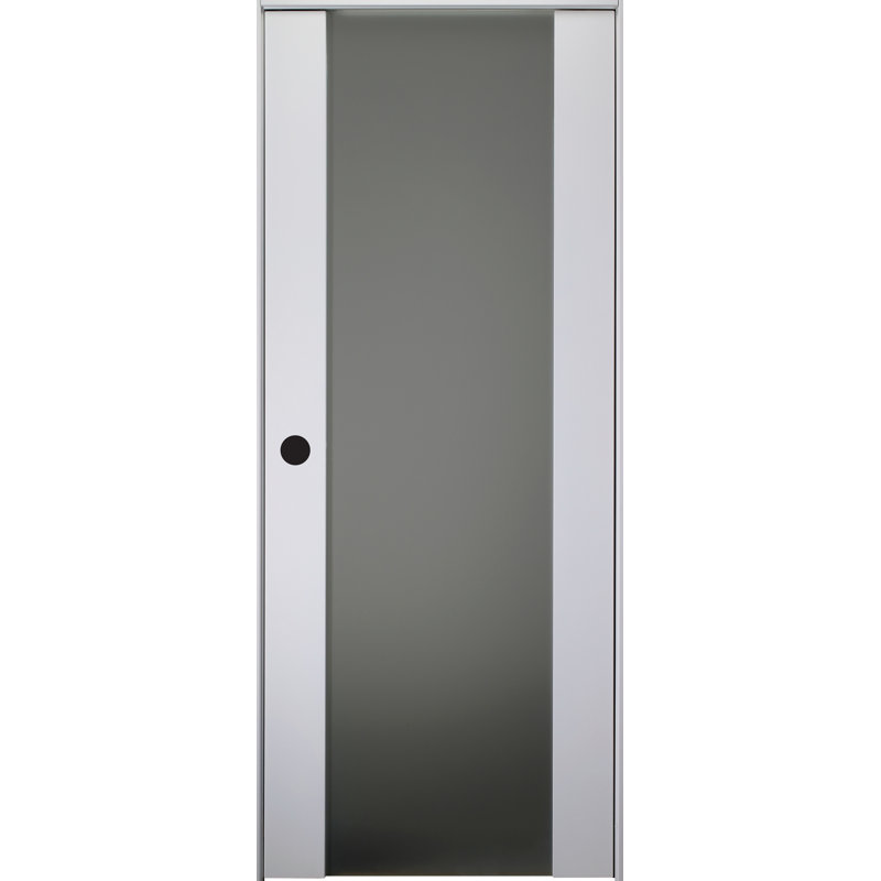 Porte standard en bois manufacturé lambrissé et verre préfini, 29,75 po x 95,24 po, À droite