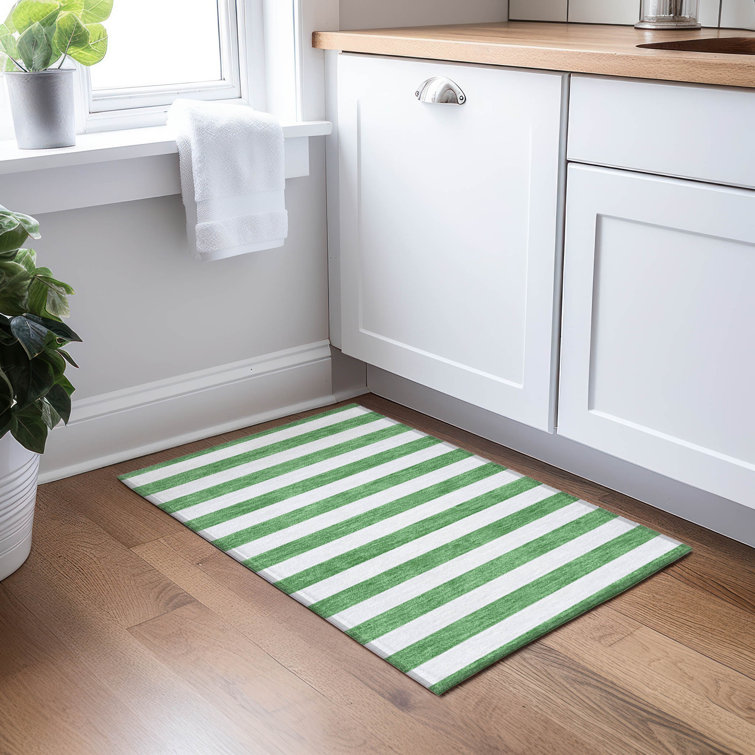 Kinslee Flatweave Washable Striped Indoor / Outdoor Rug