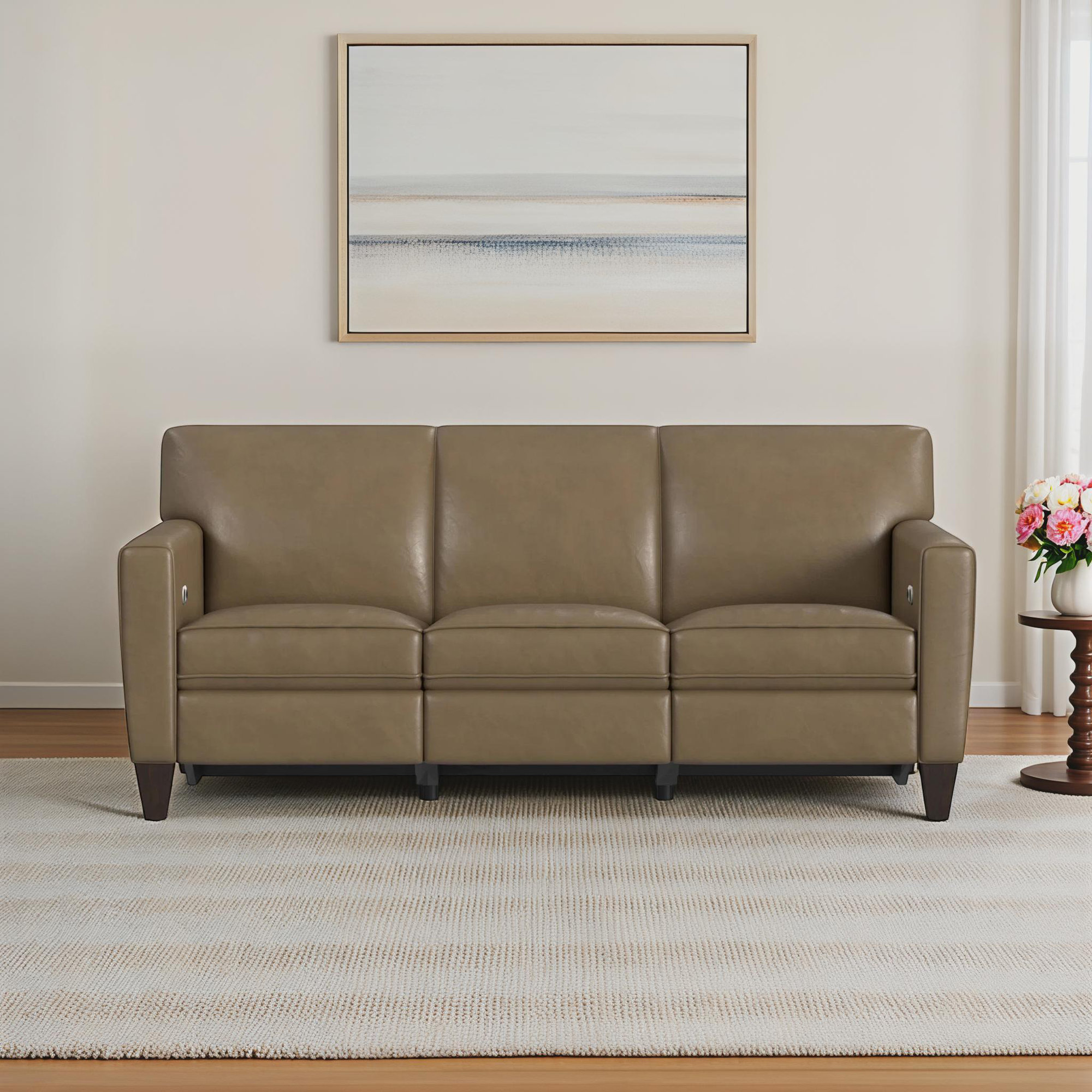 Osmin Foster Power Inclining Sofa, Brown Top Grain Leather