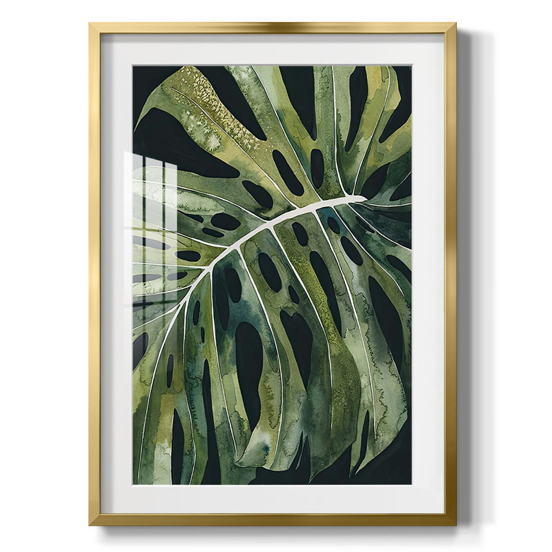 Nocturnal Monstera II - impression encadrée, H 28,5 po x l 20,5 po, Doré