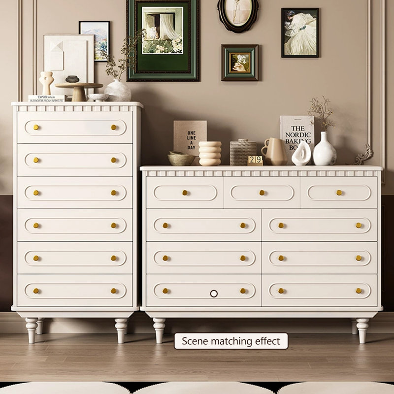 Buffet décoratif crème en bois massif, Crème, crème