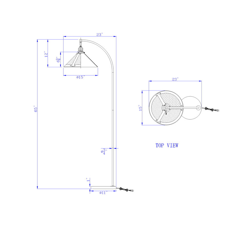Drena 65'' Arched Floor Lamp, Rust, Amber Mica