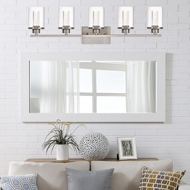 5-Light Bathroom Light Fixture, Dimmable 5CCT Bathroom Vanity Lights, 3000K/3500K/4500K/5000K/6000K Modern Crystal Bubble LED Wall Sconce Over Mirror With Clear Glass