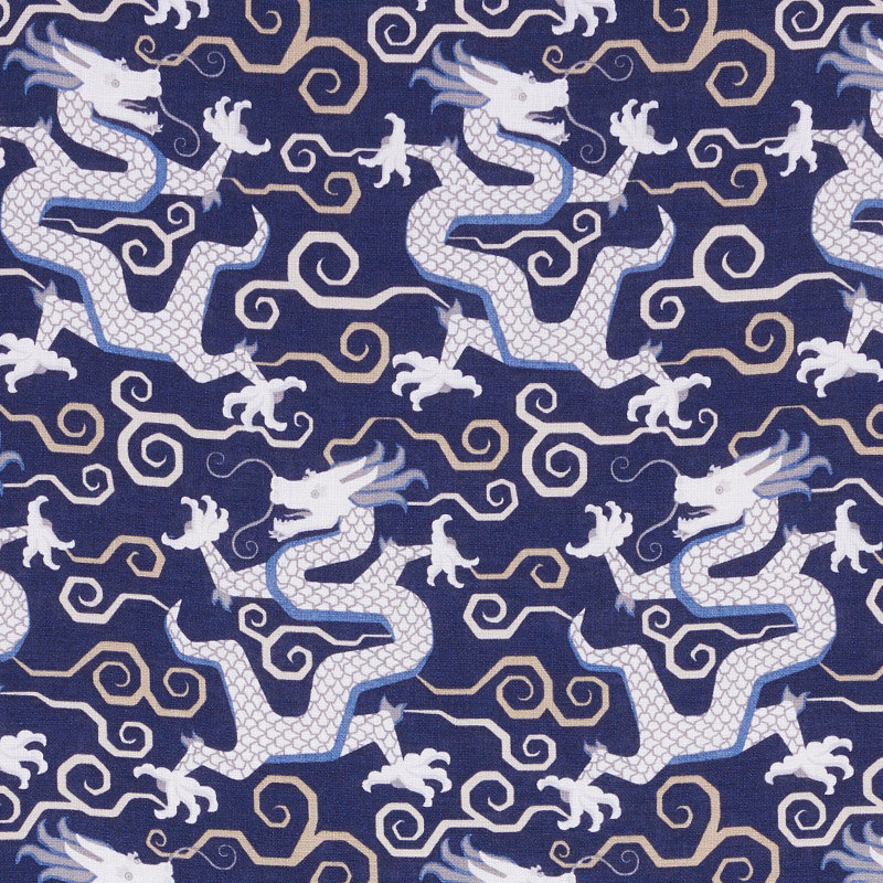 Bixi Dragon Fabric, Blue