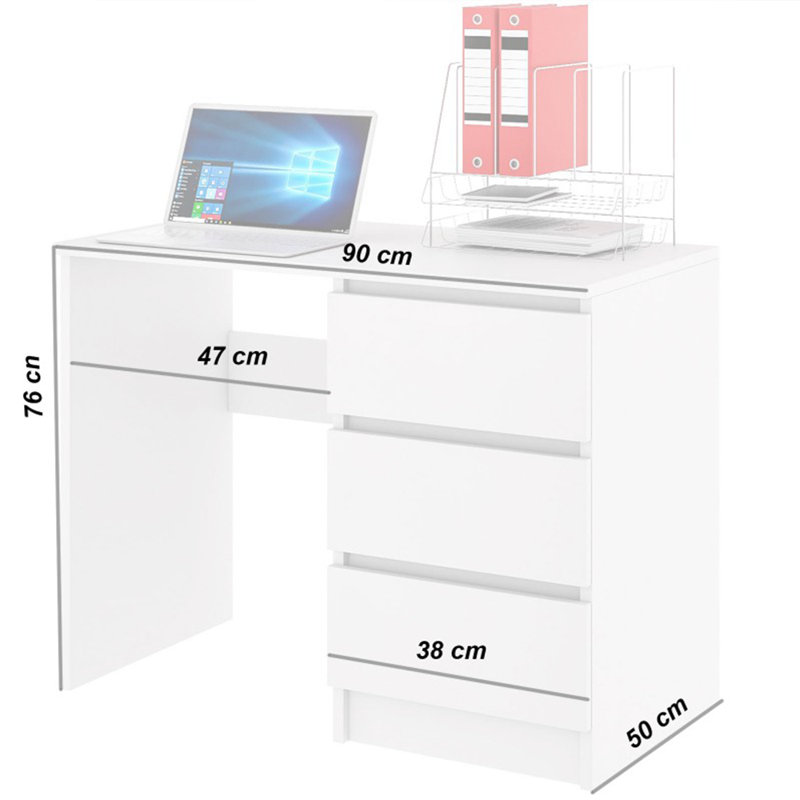 Albali Solid Wood Base Computer Desk, White