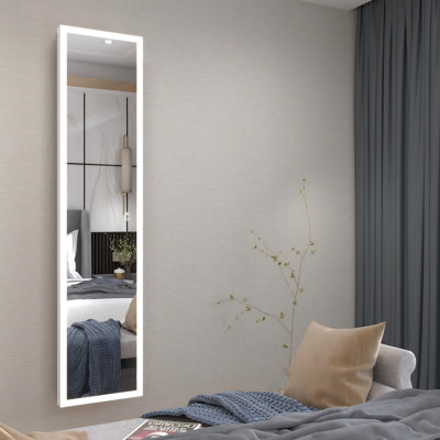 Armoire à pharmacie avec miroir à DEL et porte sans cadre pleine lumière l 20 "x H 70" avec prise intégrée et armoire USB intelligente avec lumières avant et rétro-éclairées