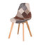 40.5cm Patchwork Linen Nordic style Dining Chairs with Solid Wood Legs-585766145