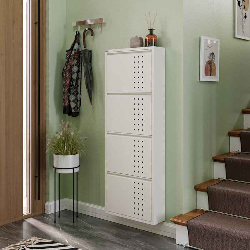 8 Pair Shoe Storage Cabinet, White